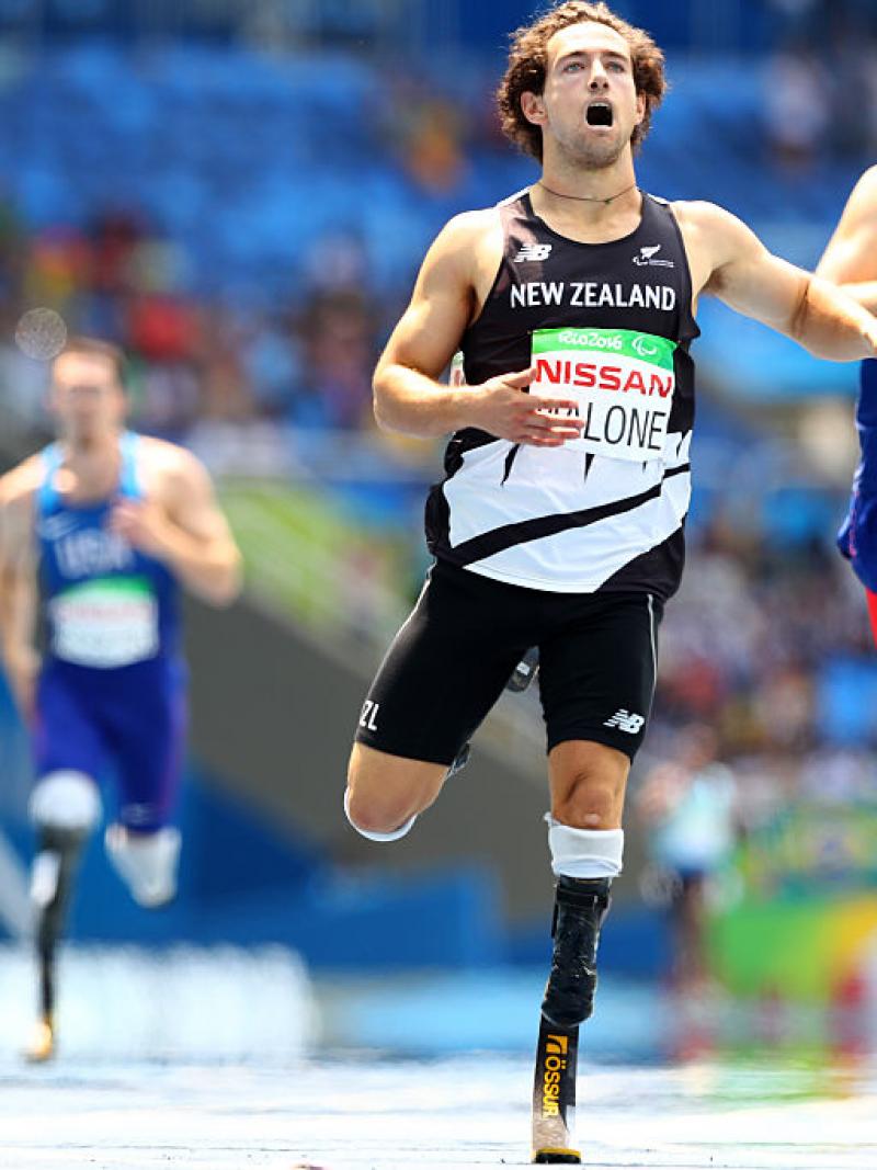 Liam Malone of New Zealand competes in the Men's 400m - T44 final during day 8 of the Rio 2016 Paralympic Games