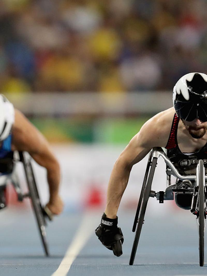 Brent Lakatos of Canada competes in the men's 400 meter T53 at Olympic Stadium during day 3 of the Rio 2016 Paralympic Games
