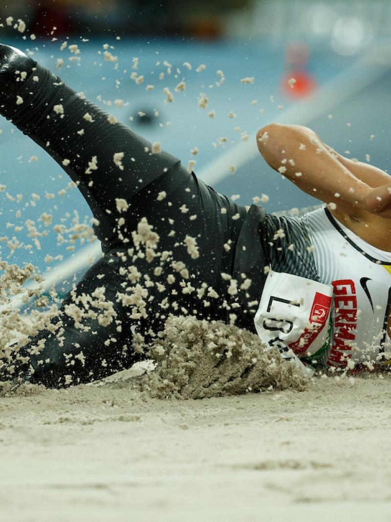 Vanessa Low GER competes in the Women's Long Jump - T42 Final at the Olympic Stadium.