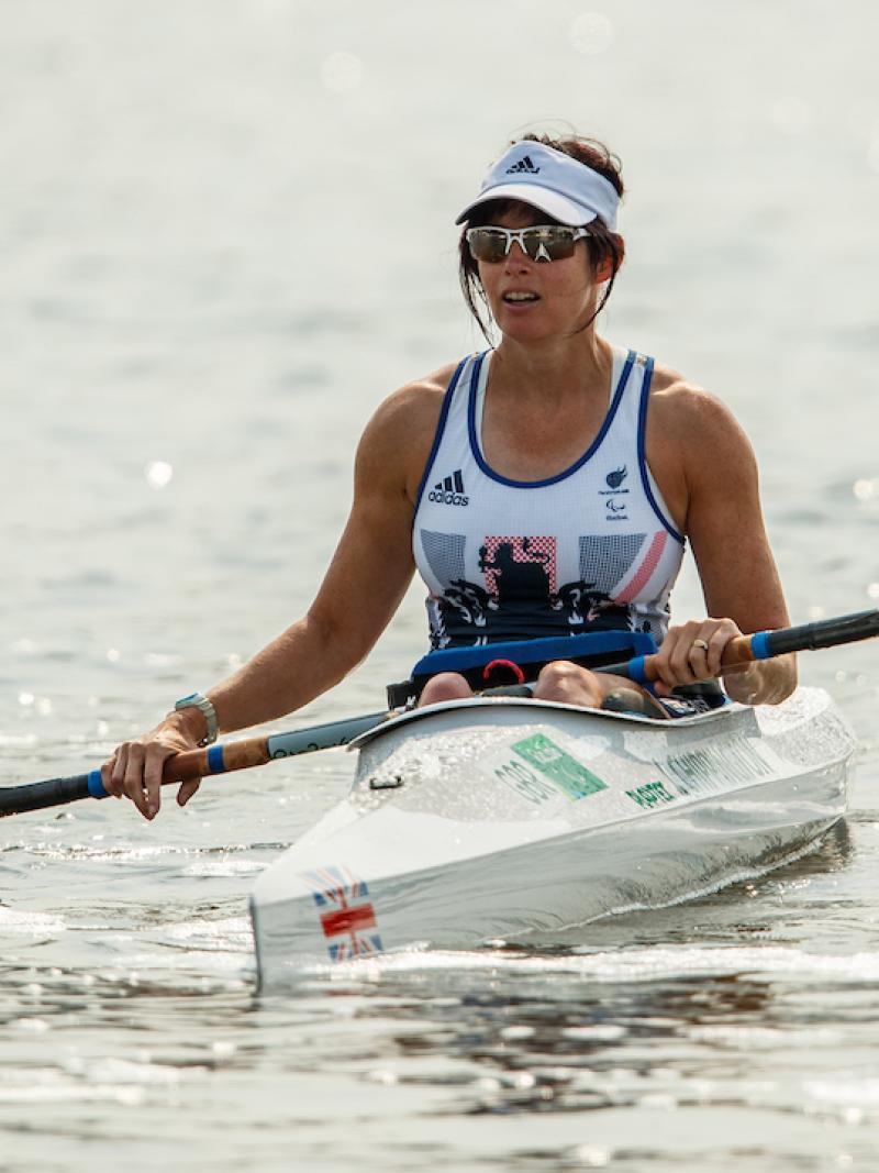 Jeanette Chippington GBR wins the Gold Medal in the Women's KL1 Final
