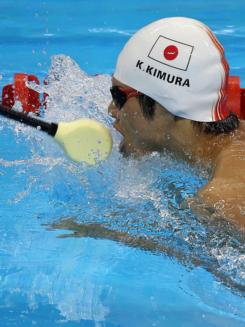 Keiichi Kimura of Japan swims the Men's 100m Breaststroke SB11 final during the Paralympic Swimming Tournament