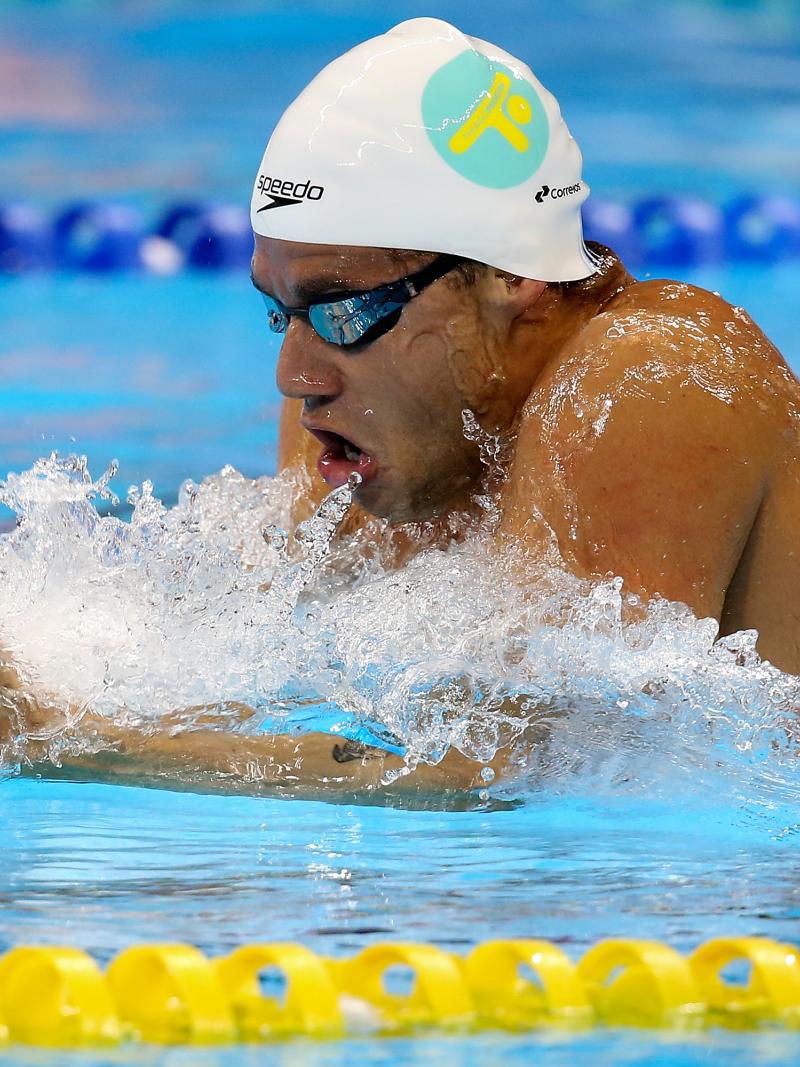 Brazilian Olympic swimmer Thiago Pereira competing.