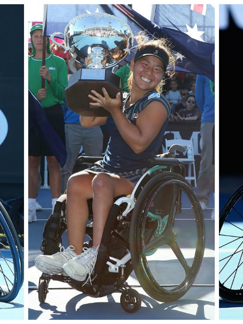 Gustavo Fernandez, Yui Kamiji and Dylan Alcott at the Australian Open 2017 Wheelchair Championships in Melbourne, Australia.