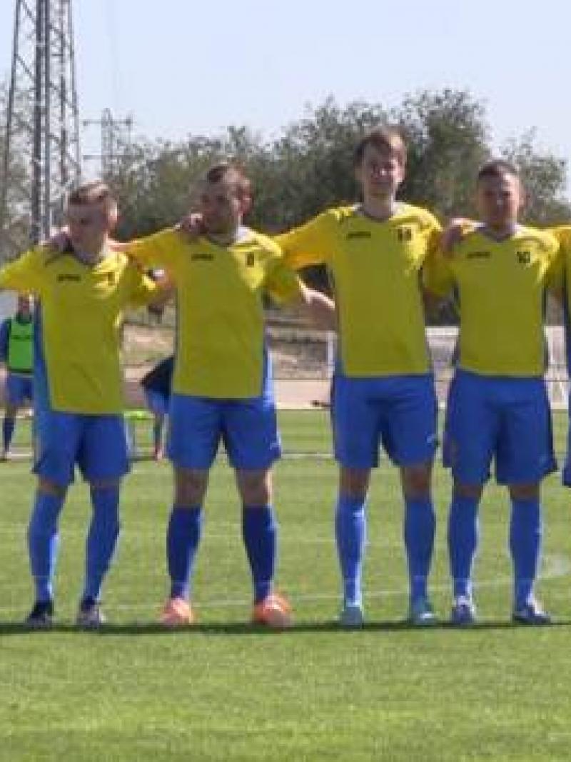 The Ukrainian Football 7-a-side team at the Cerebral Palsy Football (IFCPF) Pre-Paralympic Tournament in Salou, Spain.