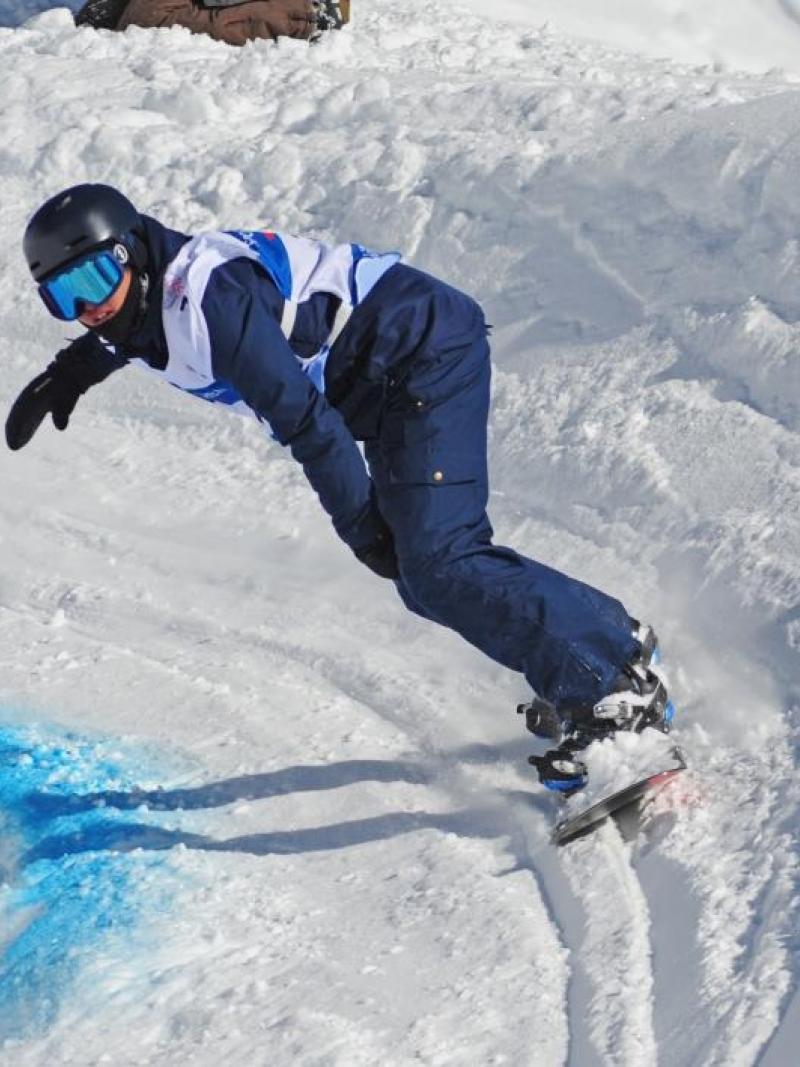 Japan’s Gurimu Narita competes at the 2017 World Para Snowboard Championships in Big White, Canada.