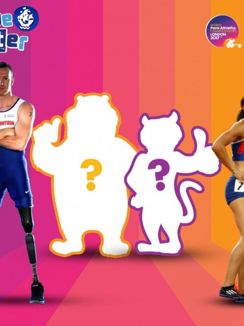 A male athlete with prosthetic legs and a female athlete 