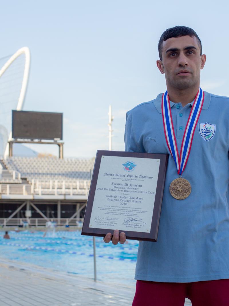 Ibrahim Al-Hussein is a refugee swimmer