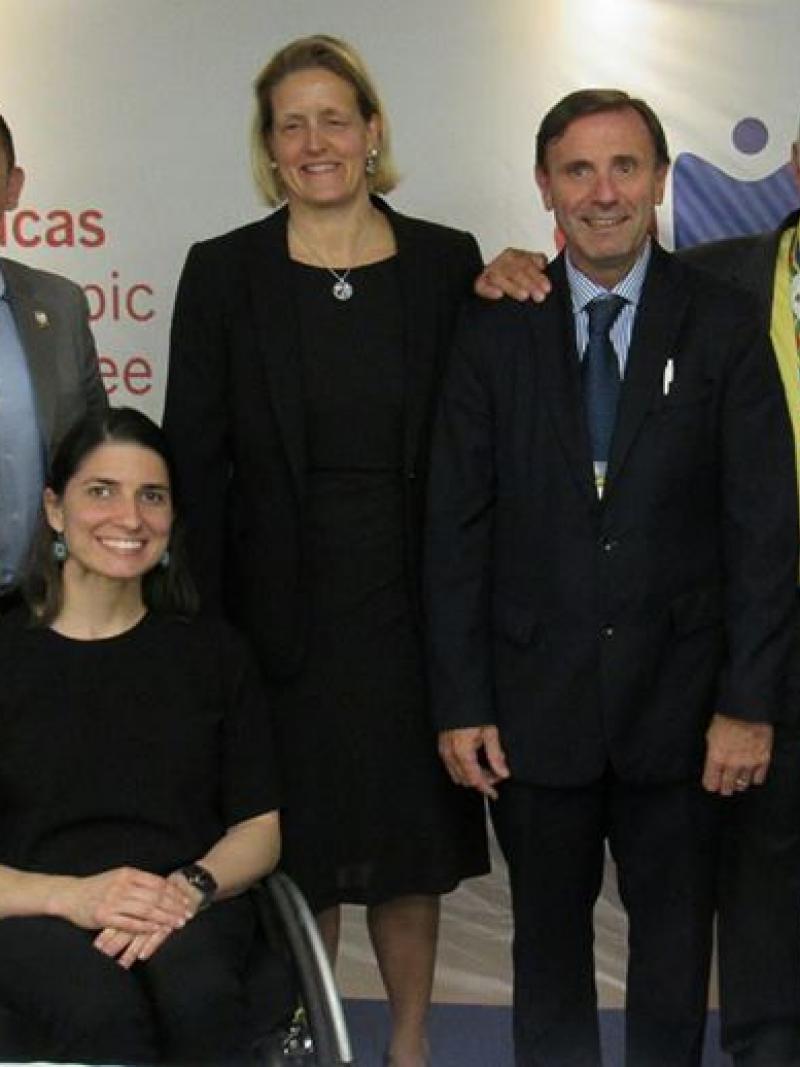 The Americas Paralympic Committee Executive Commitee elected in Sao Paulo in March 2017. From left to right: Bayron Lopez, Ileana Rodriguez, Julie O'Neill, Jose Luis Campo, Eduardo Montenegro and Pedro Mejia.