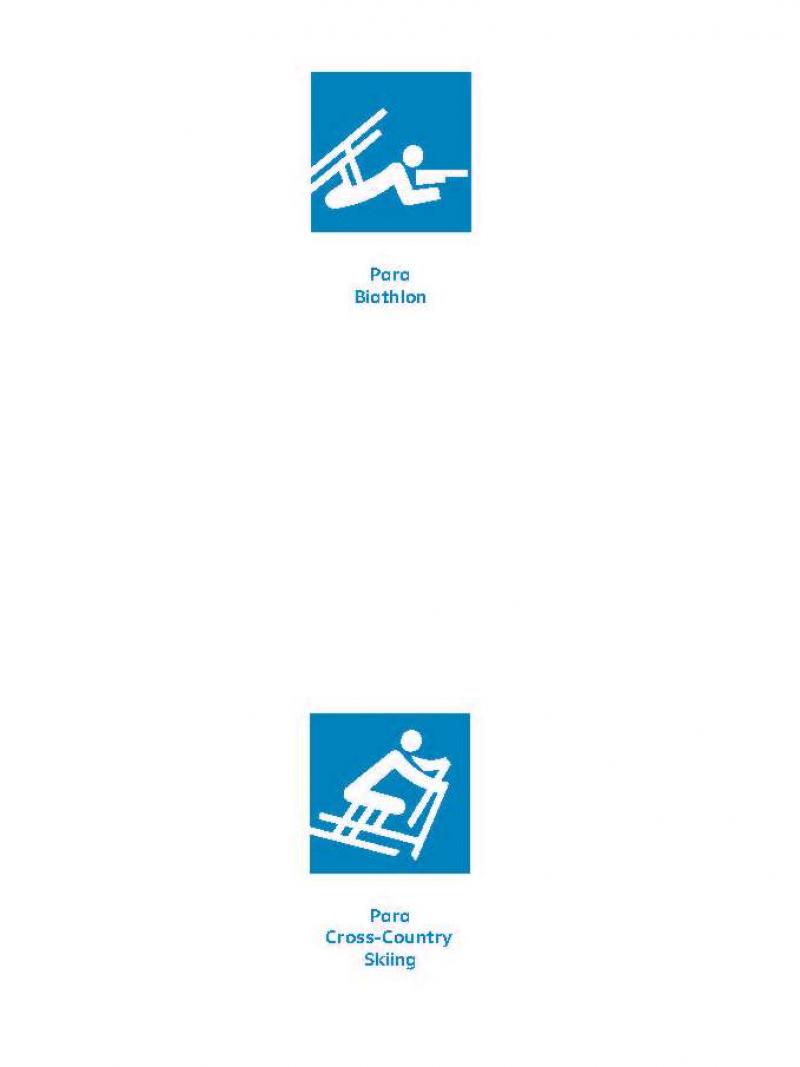The official sport pictograms for the PyeongChang 2018 Paralympic Winter Games.