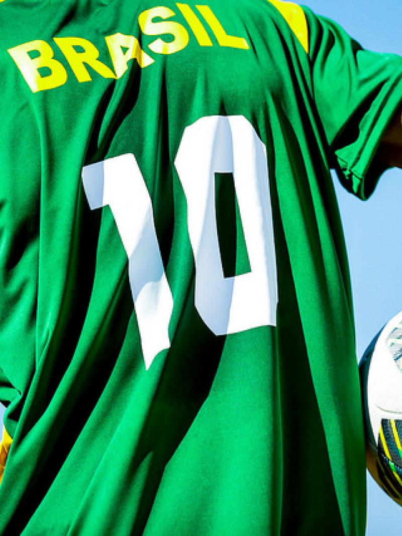 A Brazilian football 7 player ready for action a Sao Paulo 2017.