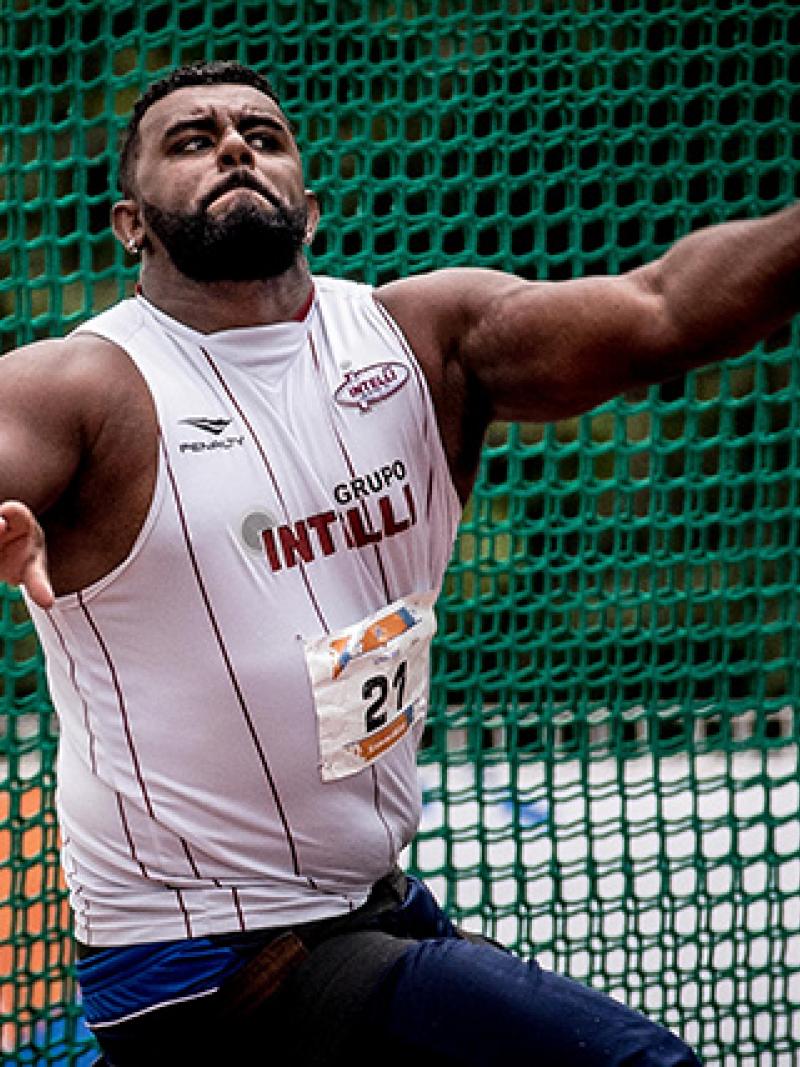Brazil's Thiago Paulino improved his own discus F57 world record on 21 April 2017 with a throw of 48.04m.