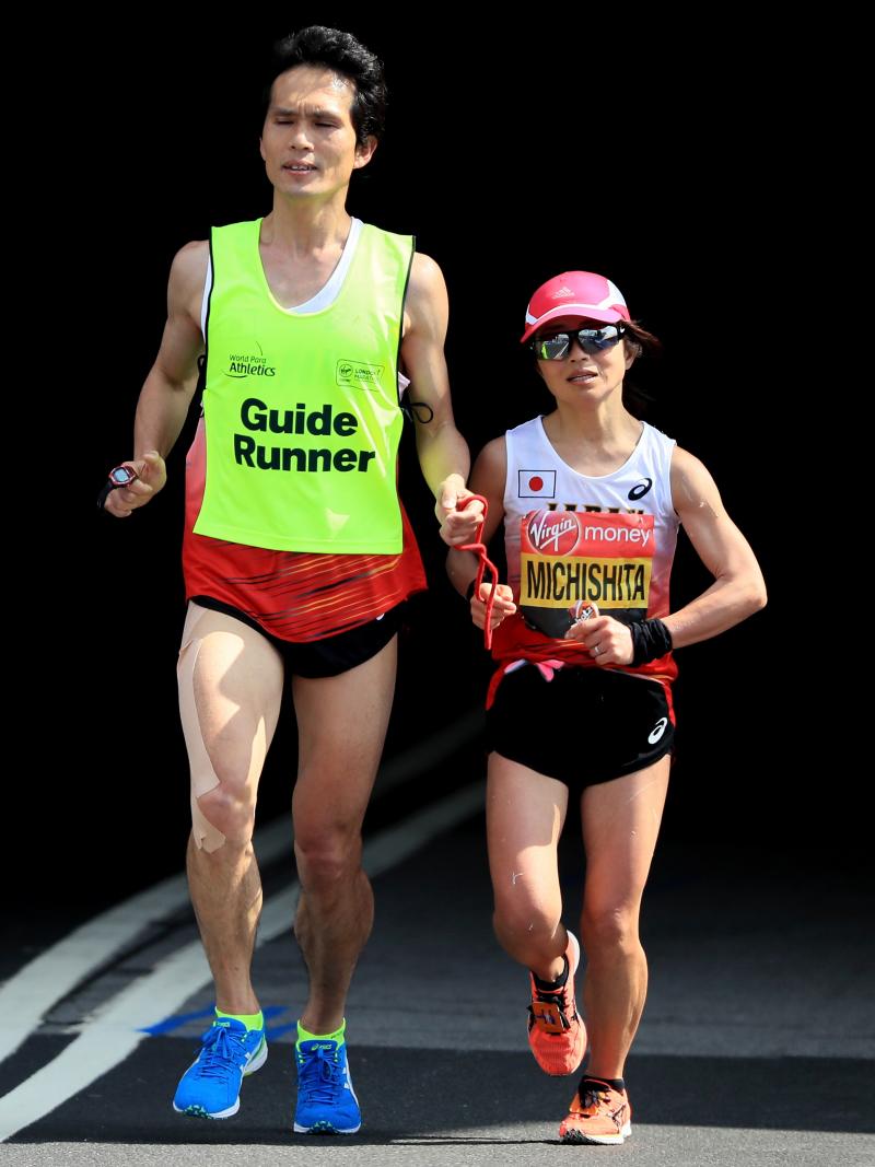 Misato Michishita of Japan in action during the World Para Athletics Marathon World Cup at the 2017 Virgin Money London Marathon.