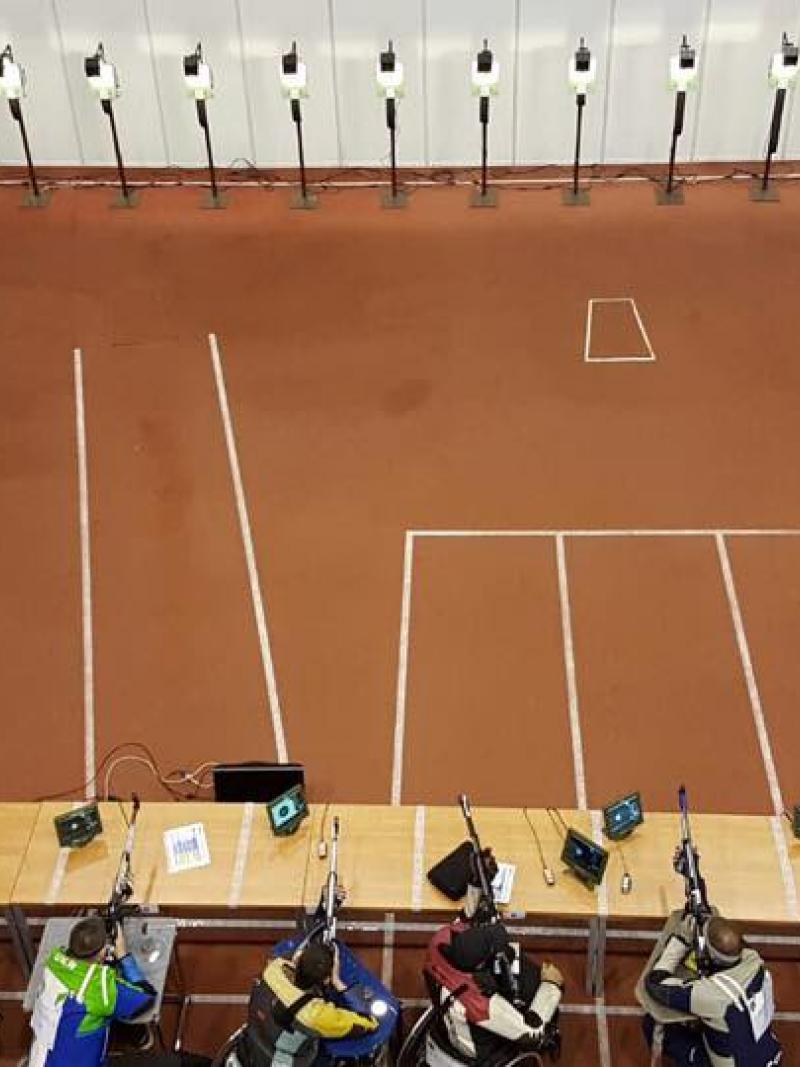 View from top of shooters aiming at their targets