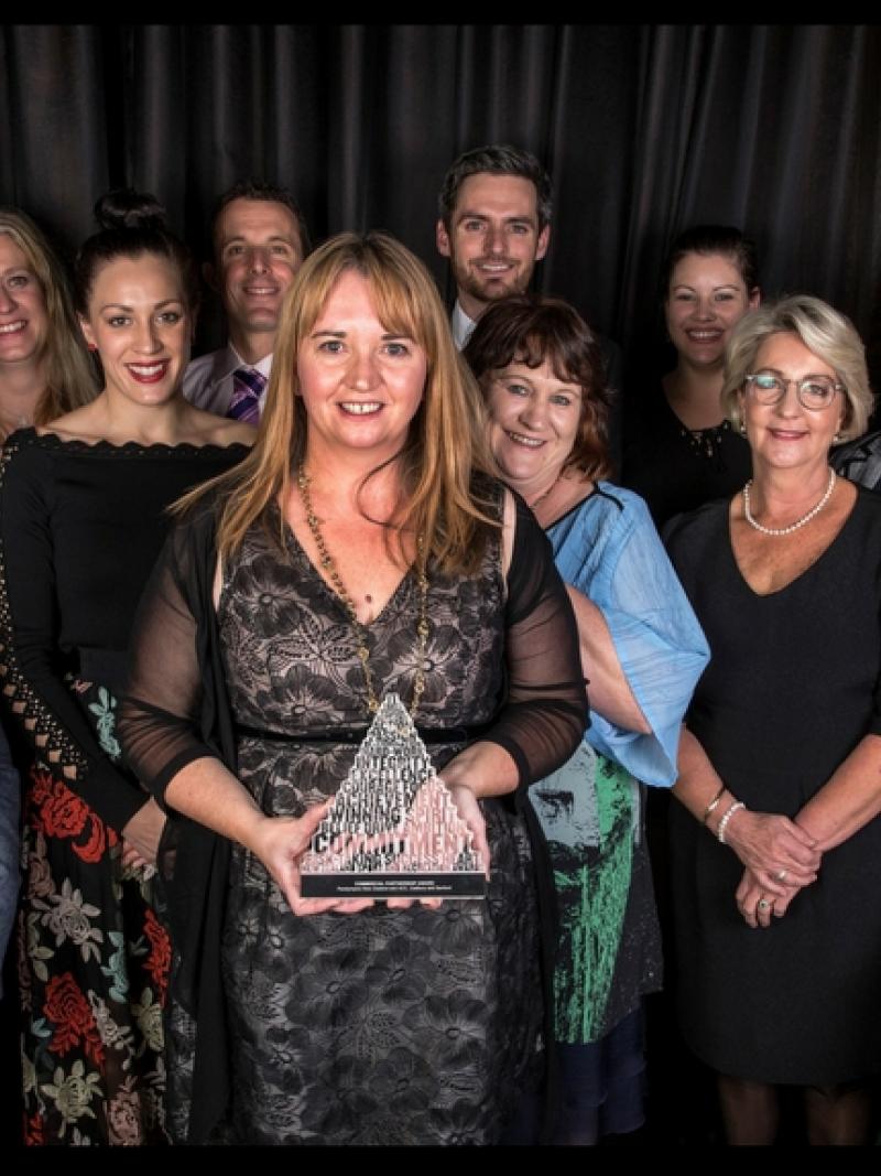 Members of the Paralympics New Zealand team and its commercial partners ACC, Cadbury and Sanford celebrate winning the ‘Commercial Partnerships Award’.