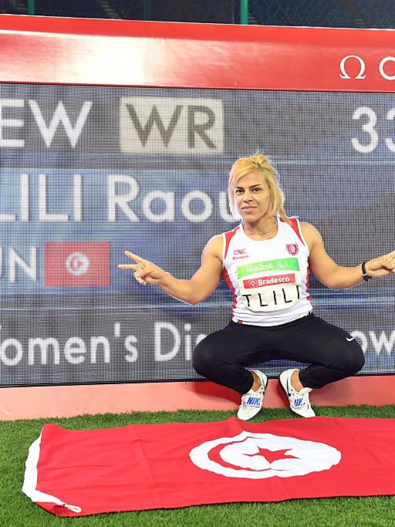 Raoua Tlili set a new world record in discus F41 at Rio 2016