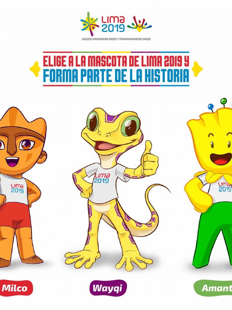 three cartoon mascots in a row