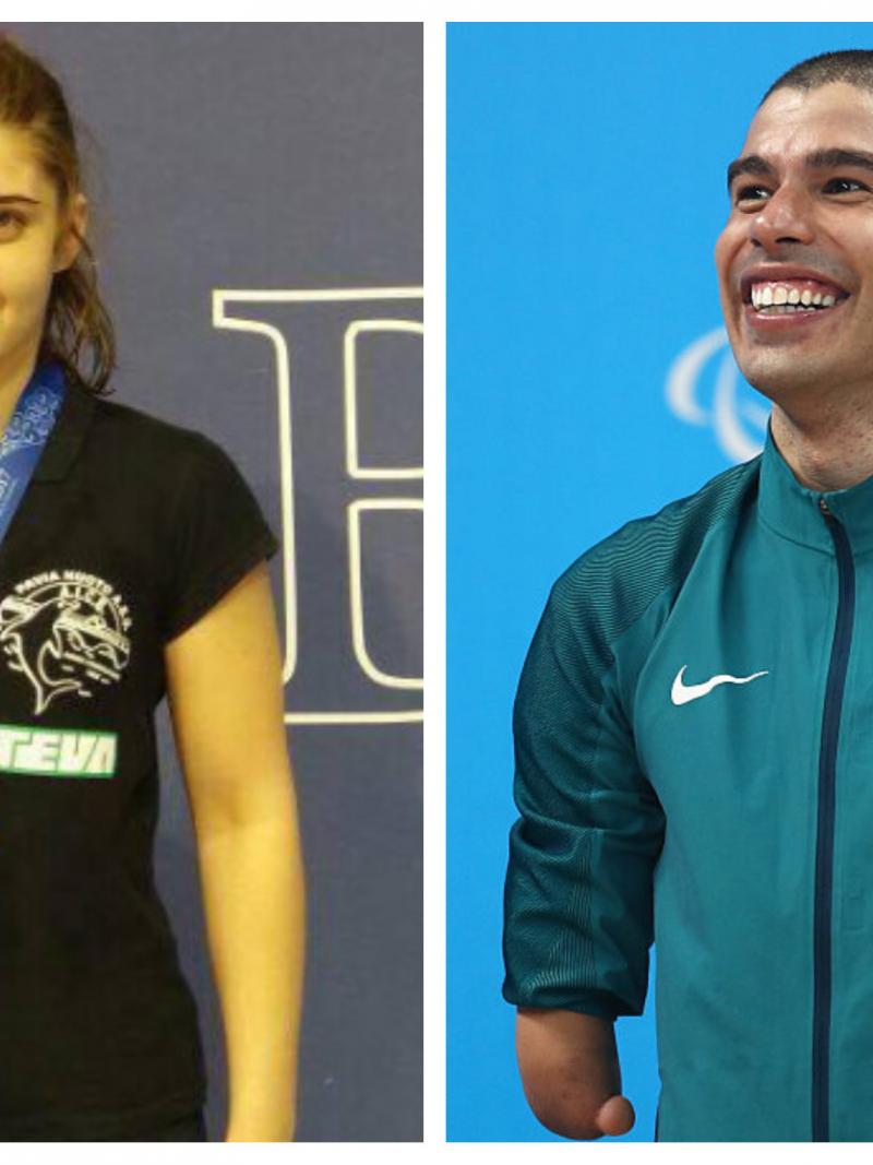 two para swimmers standing