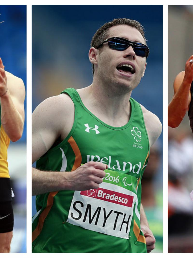 three para athletes running