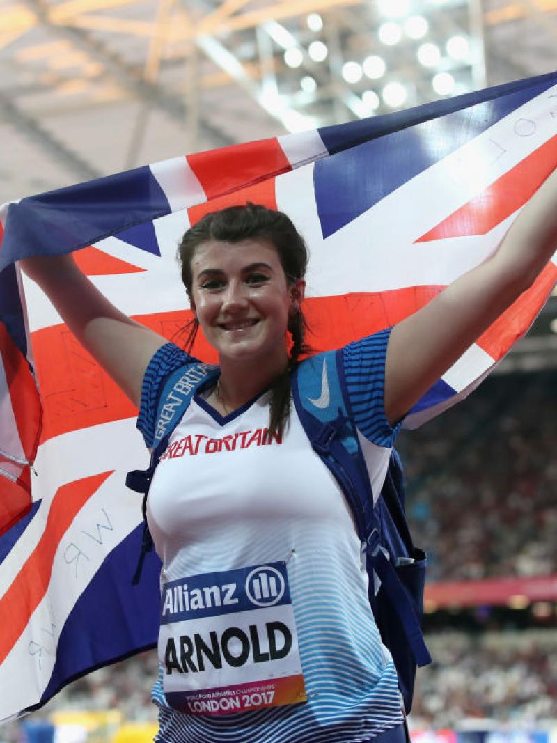 Young female Para athlete Hollie Arnold British flag