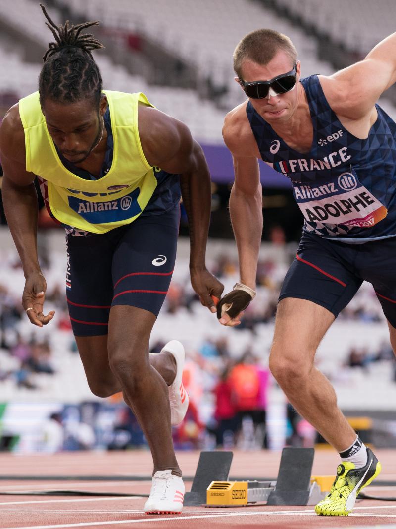 France's T11 sprrinter Timothee Adolphe competing at the World Para Athletics Championships London 2017.