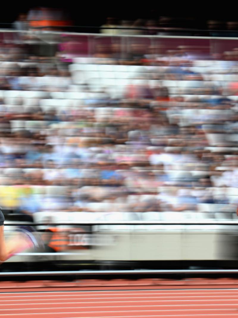 Germany's Irmgard Bensusan and the Netherlands' Fleur Jong compete in the heats of the women's 200m T44 at London 2017.