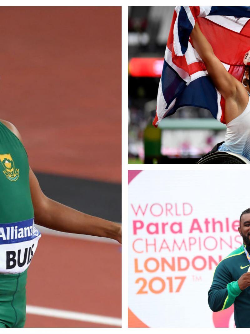 three para athletes celebrate winning their events