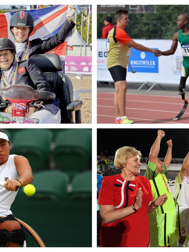 a group of Para athletes celebrate their victories