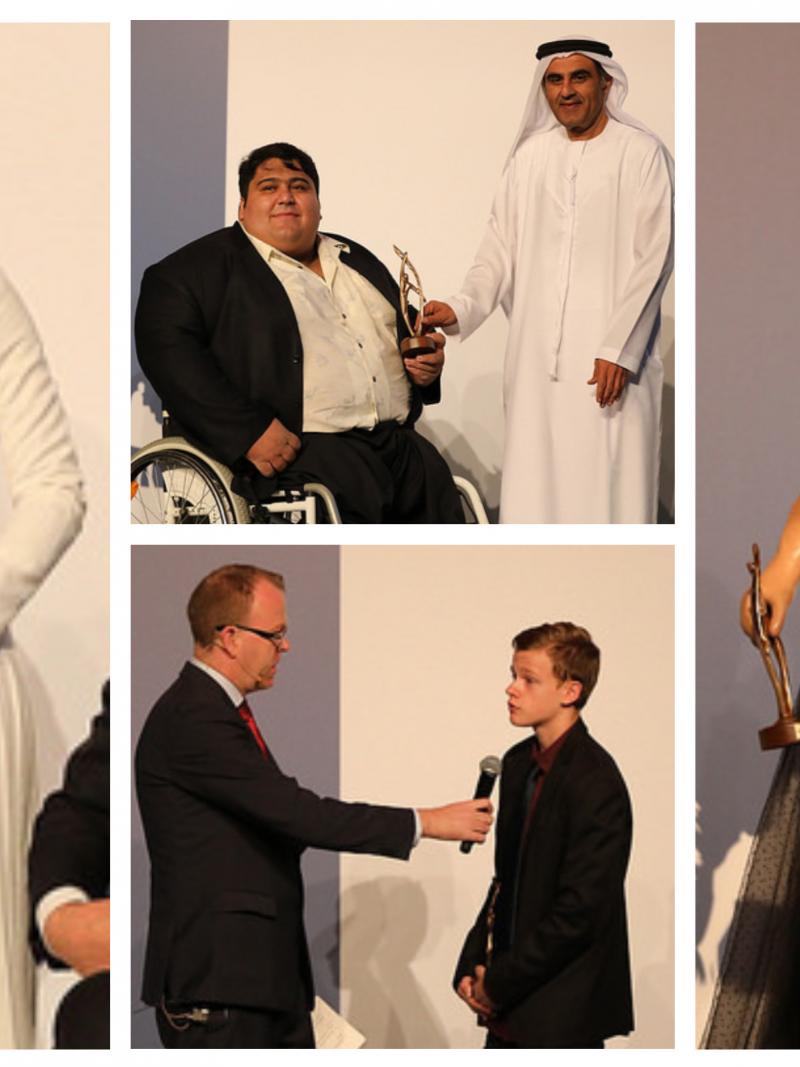 Para athletes receive their awards on stage