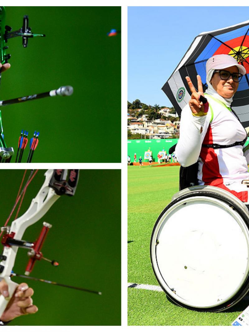 three Para archers compete