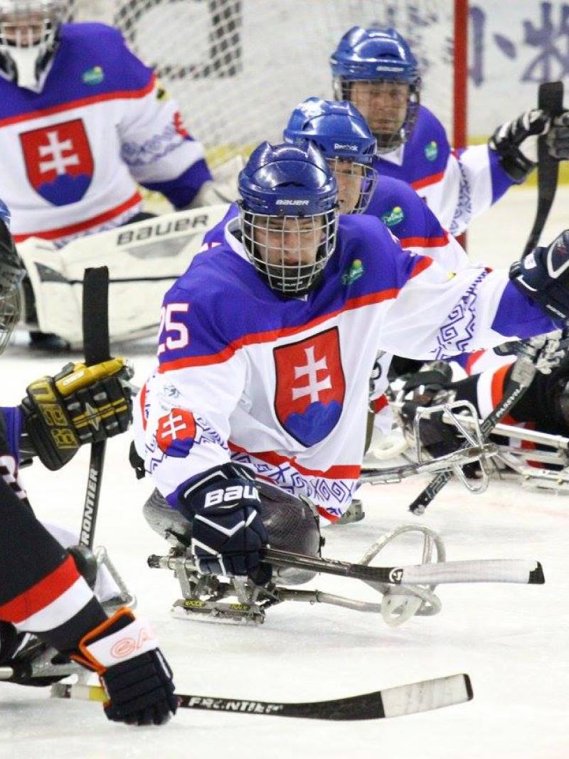 a group of Para ice hockey players on the ice