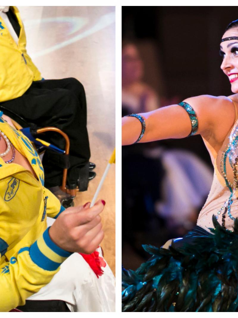 two female Para dance sport athletes