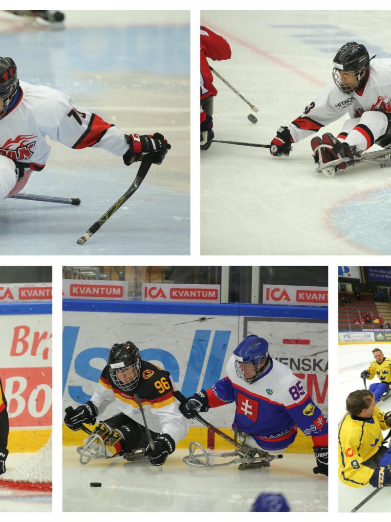 Para ice hockey players on the ice