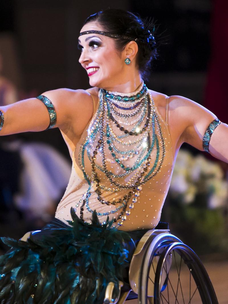 Woman in wheelchair dancing