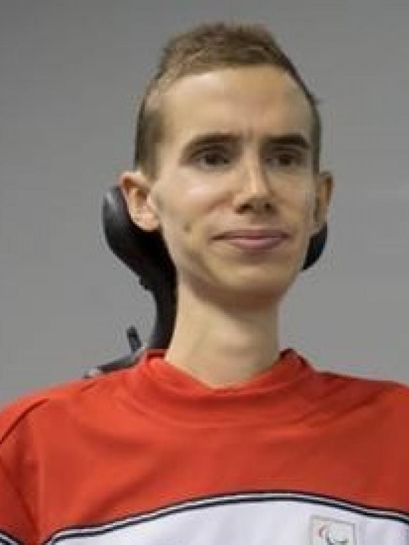 a male Boccia player