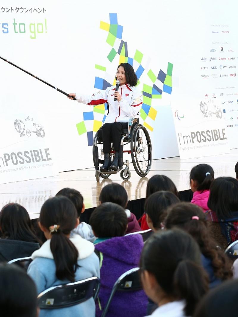 Para swimmer Keiichi Kimura and Proud Paralympian Miki Matheson speak to 120 children at event in Tokyo