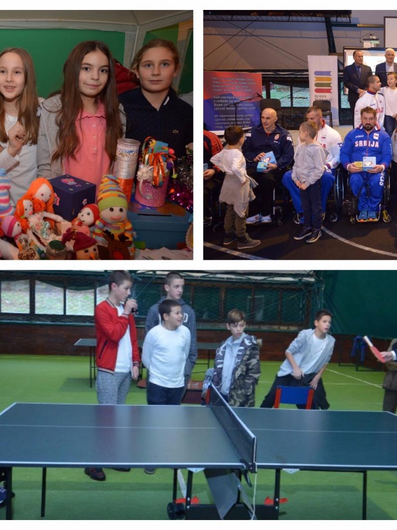 groups of schoolchildren and Para athletes try out sports