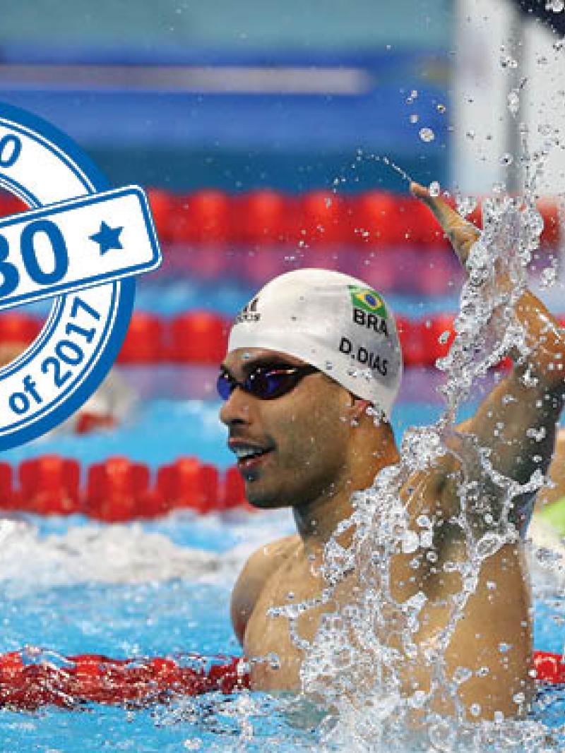 a male Para swimmer in the water