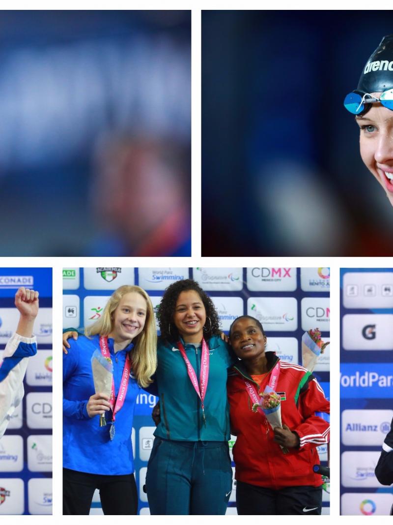 five Para swimmers celebrate their wins in and out of the pool