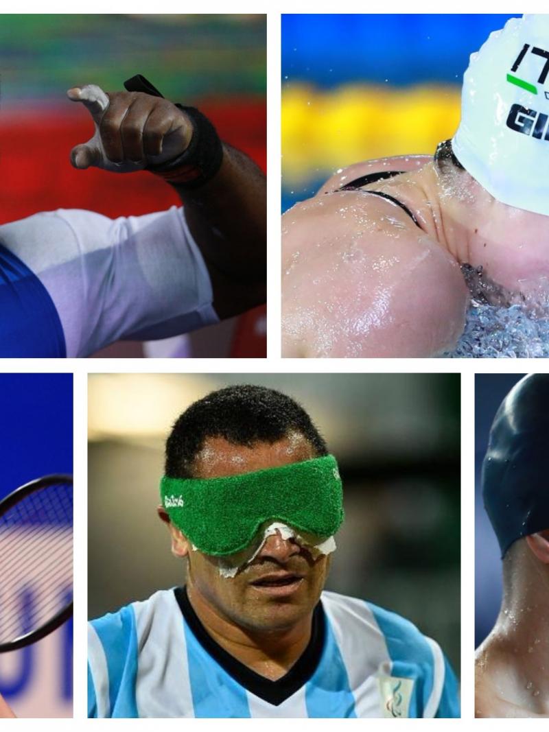 Picture collage of athletes
