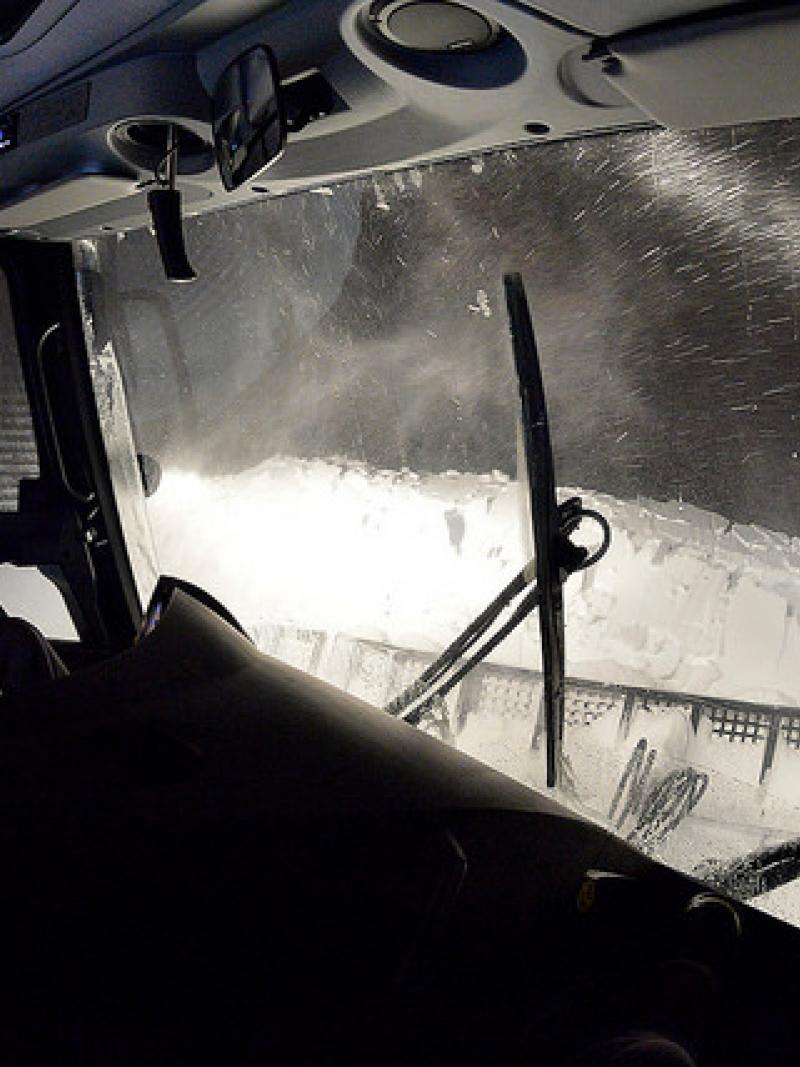 Photo from inside a snow plow