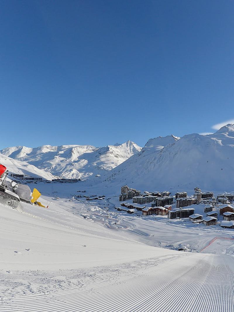 a snow plough on a slope