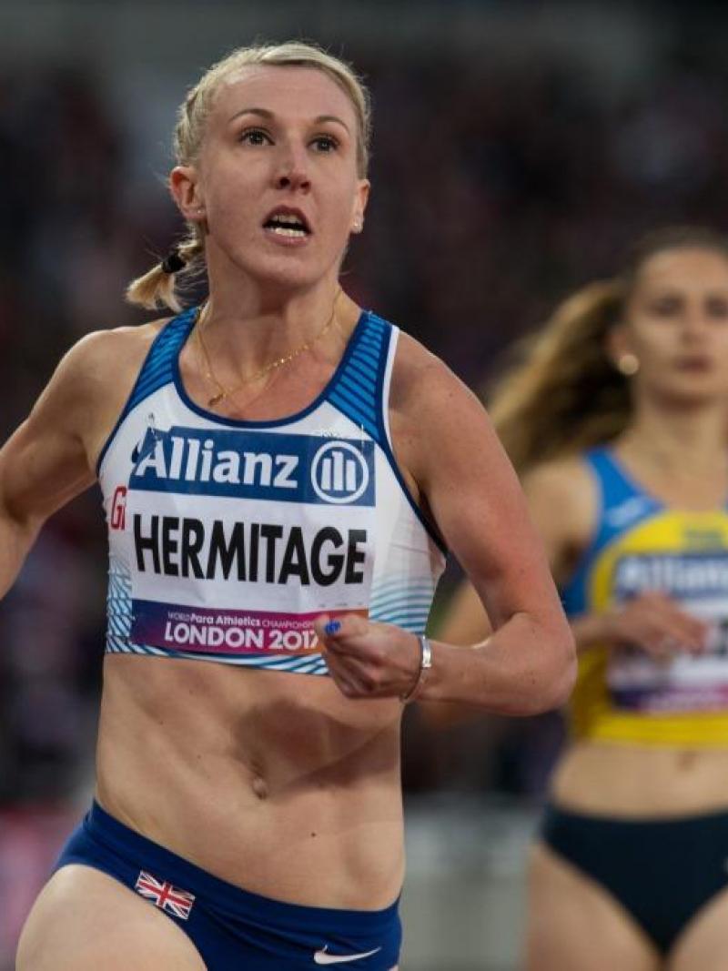 Georgina Hermitage of Great Britain competes at the London 2017 World Para Athletics Championships.