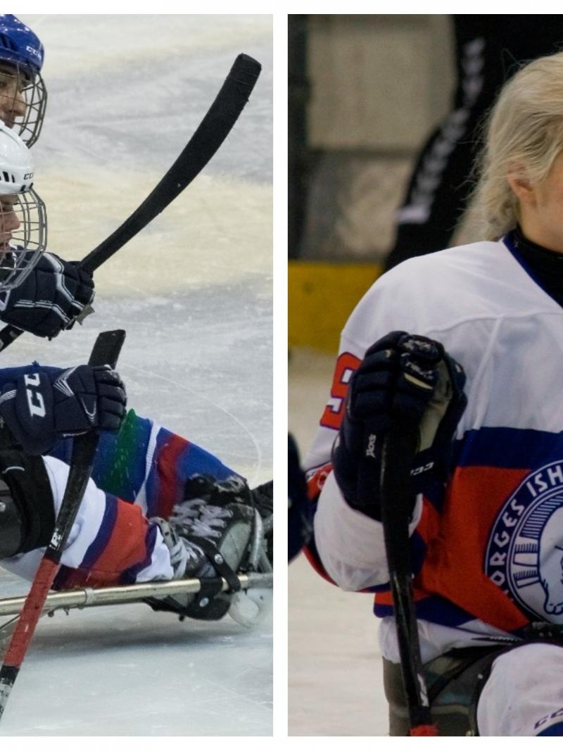a female Para ice hockey player in action