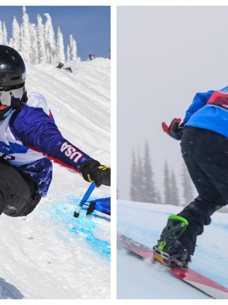 two male Para snowboarders
