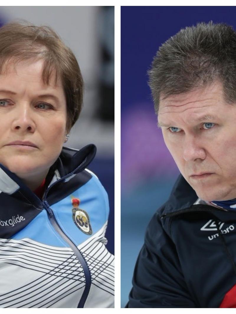 a male and a female wheelchair curler