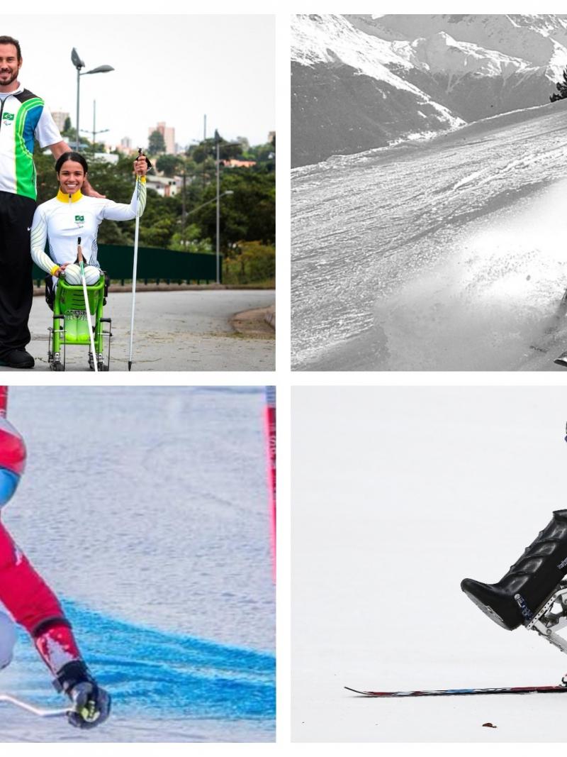 Para skiers competing on the slopes