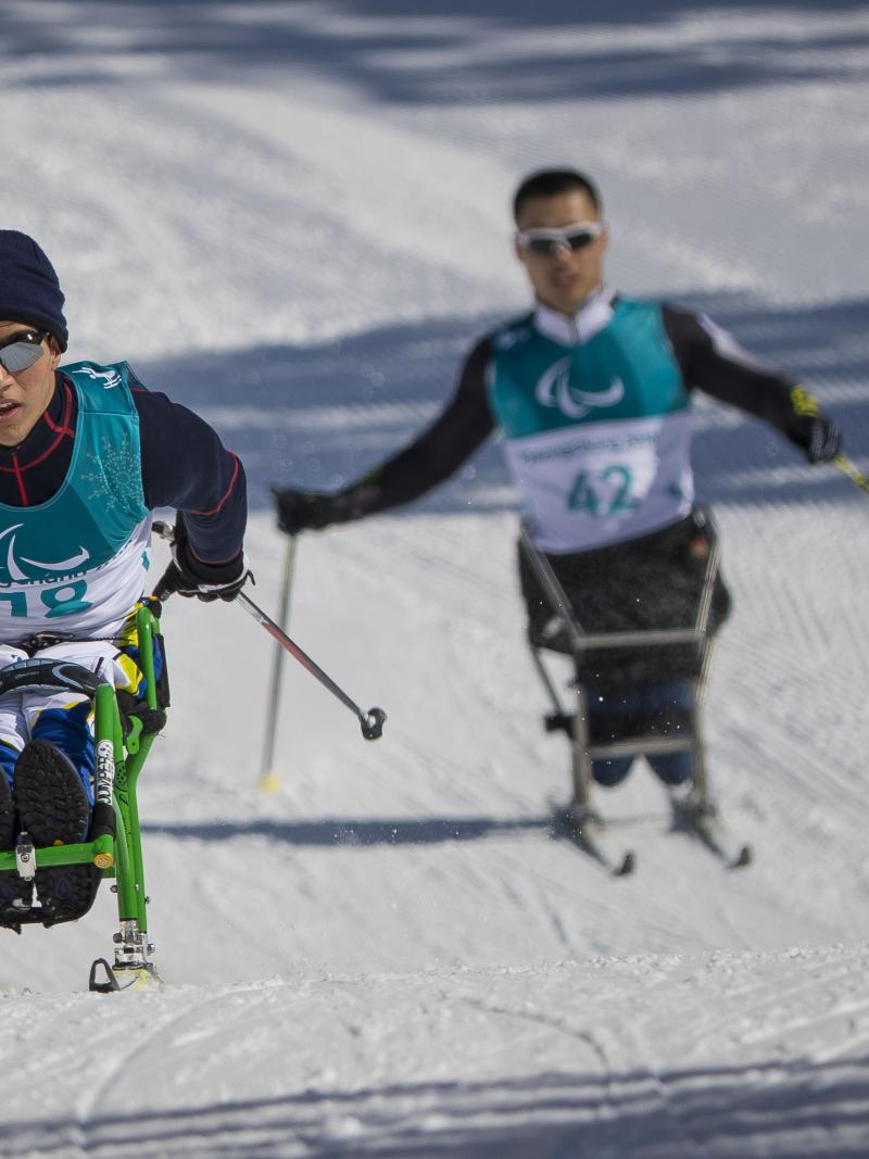 Brazilian Para Nordic skier Christian Ribera practices in PyeongChang ahead of the 2018 Winter Paralympics