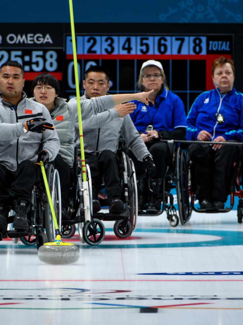 wheelchair curlers in action