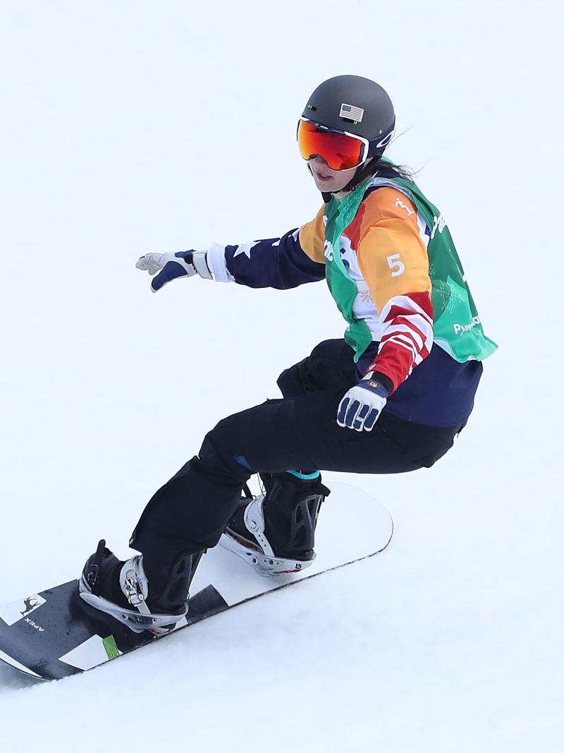 Athlete in snowboard competition