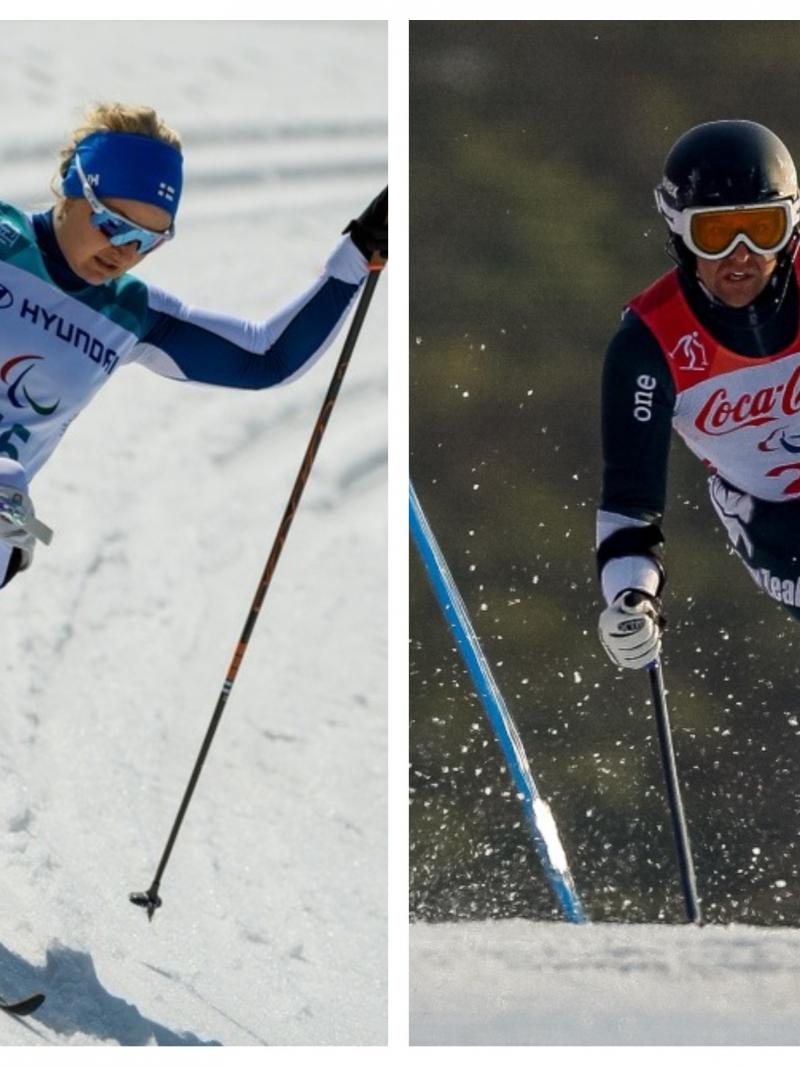 two Para skiers